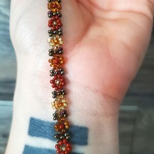 Autumn Flower Beaded Bracelet Petite Fall Colored Beads